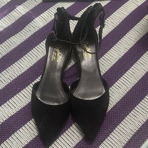 Seychelles Black Suede Ankle Strap flats